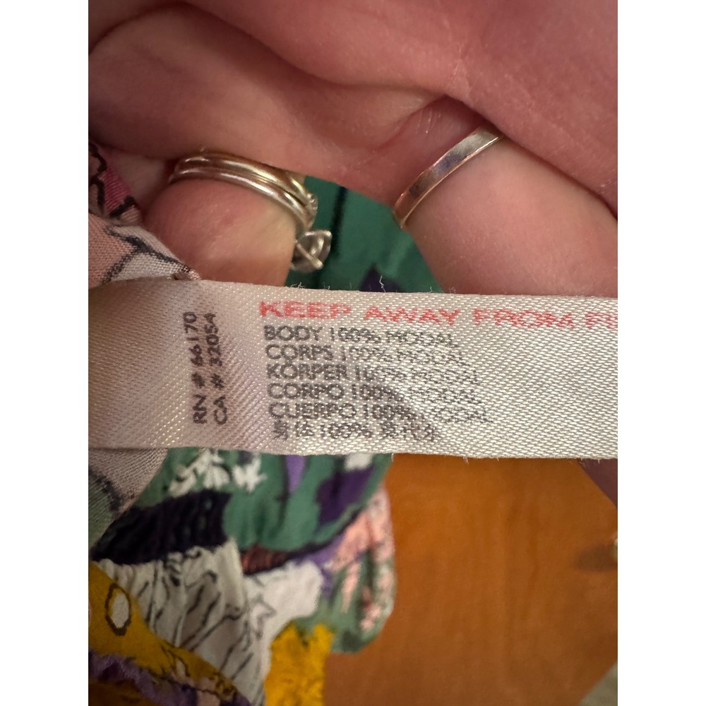 Anthropologie Floral Patchwork Tiered Mini Dress Small Multi Color Modal Boho - Picture 6 of 8